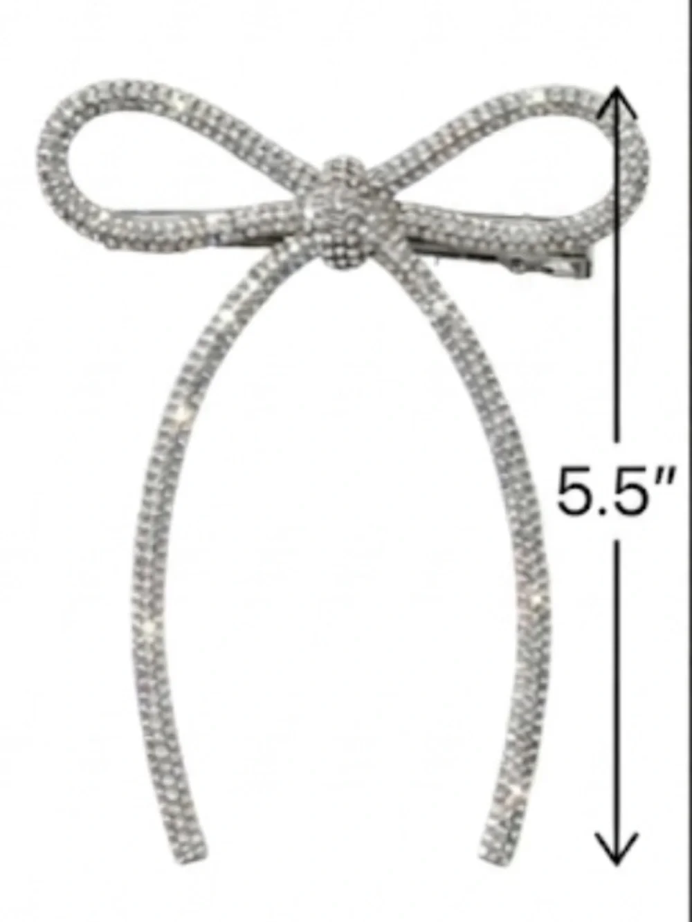New Silver Rhinestone Bow Brooch Coquette Ribbon Pin Crystal Chunky